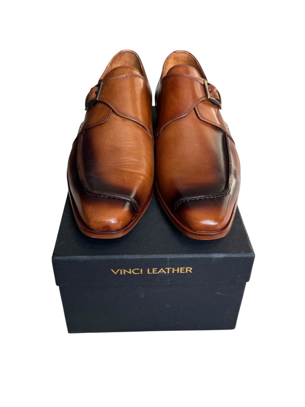 New Vinci Hagrid Tan Leather Single Monk Strap Handmade Men Shoe 44 EU (10.5/11)